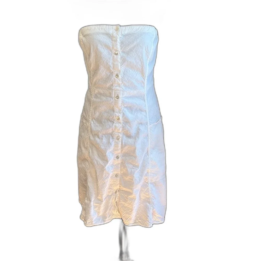 THEORY Kayleigh Good Linen Button Front Linen Blend Midi Dress in White. Size 10 - Picture 2 of 6